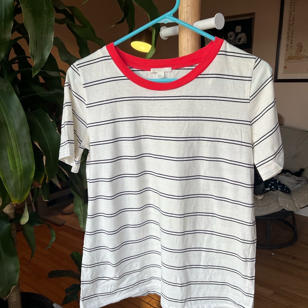 COS Striped T-Shirt with Red Collar